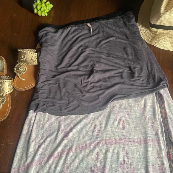 Free People Sashaying Slub Skirt in Slate Combo Size - Picture 5 of 11